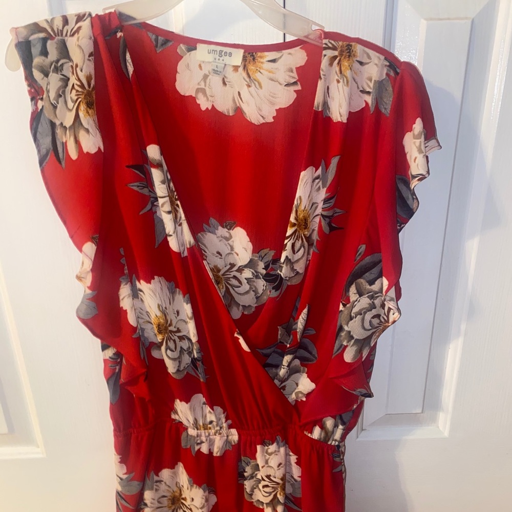 Red Floral Romper from Cousin Couture